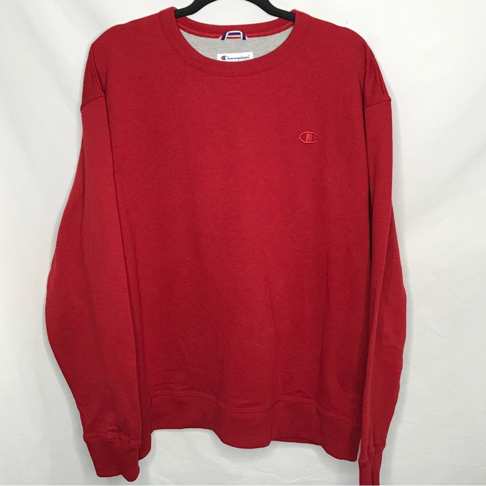 Champion Authentic Classic Red Embroidered Pullover Crewneck Sweatshirt XL READ